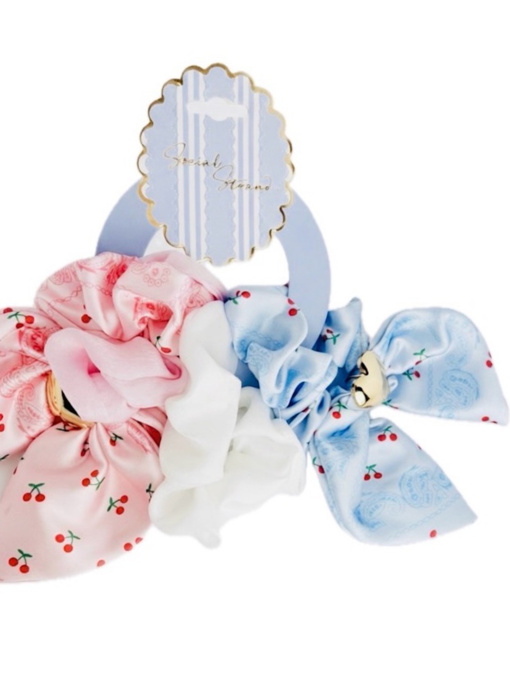 NWT ⚜️🩵💖⚜️ Social Strand Beautiful Scrunchies Hair Ties Set of 3